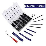 Kungfu Mall 240Pcs Automotive Fasteners Car Push Rivets Retainer Clips Kit for GM Ford Toyota Honda Chrysler Peugeot with Retainers Remover