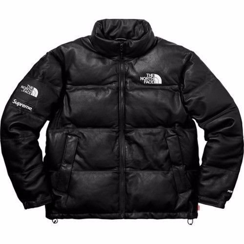 supreme the north face leather nuptse jacket black