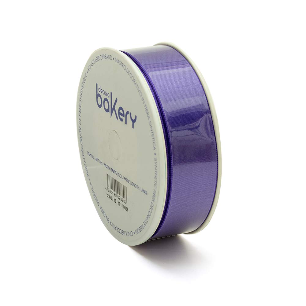 DECORA VIOLET DOUBLE SATIN RIBBON COIL 25 MM X 25 M, Tessuto