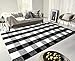 [Egyptian Cotton Tree] 100% Hand-Woven Cotton Large Black & White Washable Rugs, Plaid Area Rug/Runner Rug/Washable Checkered Rug for Kitchen/Door Way/Laundry(67