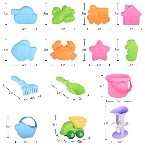 image for Veken Beach Sand Toys Set for Kids Toddlers, BPA Free Eco-Friendly TPE
