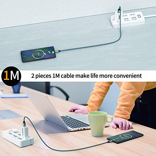 GIANAC USB C Cable, [2 Pack 1m] 3.1A Charging Cable USB C Nylon Fast Charging and Sync Cable USB C for Samsung S10/S9/S8te 10te 9, Huawei P30/P20/Mate 20, Sony Xperia