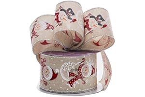 Wired Edge Ribbon Christmas Decorations - 2 1/2" x 10 Yards, Red White Snowman, Garland, Gifts, Wrapping, Wreaths, Boxing Day