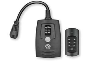 OSKOS Outdoor Remote Control Photocell Timer, 2/4/6/8 Hour Countdown, Dusk to Dawn, 2 Grounded Outlets 0.5FT Cord, Black.