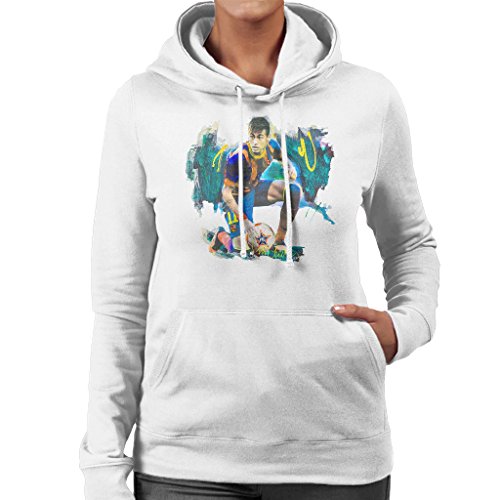 Sidney Maurer Original Portrait of Neymar Barcelona FC Women's Hooded Sweatshirt