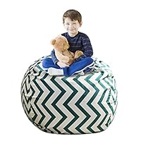 CALA LIFE Comfy Chair Cover for Kids,Stuffed Animal Bean Bag Chair Cover,Toy Organizer Extra Large 38" Kids Soft Toy Storage - 100% Cotton Canvas Bean Bag Chair for Kids(38",Blue Ripple)