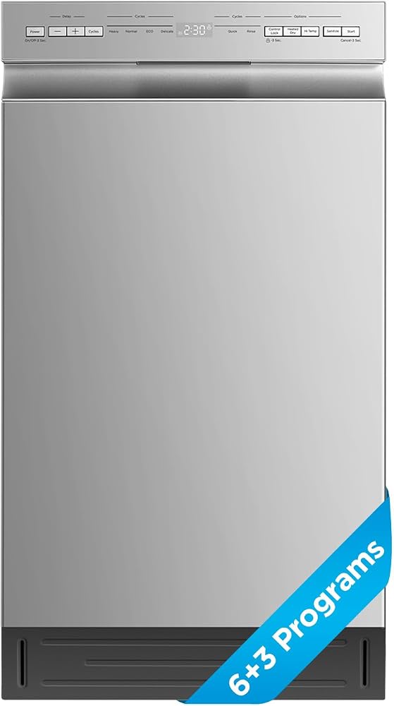 Midea 18 Inch Built-in Dishwasher, 8 Place Settings, Stainless Steel Tub | 6 Washing Cycles, Energy Star Certified with Heate