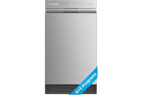 Midea 18 Inch Built-in Dishwasher, Slim Space-Saving Design with 8 Place Settings, 6 Washing Programs & Stainless Steel Tub, Energy Star Certified Dishwasher with Heated Dry & High Temp Wash, Silver