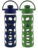 2-Pack Lifefactory 16-Ounce Flip Cap Beverage Bottles (Midnight and Grass)