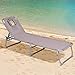 Goplus Adjustable Chaise Lounge Chair Recliner w/Pillow Sunbathing Tanning Face Down Hole for Beach Outdoor Pool Patio Deck (Gray)
