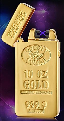 Mudella Rechargeable, Flameless and Windproof Electric Single and Dual Arc Lighter (OZ Gold Dual ARC)