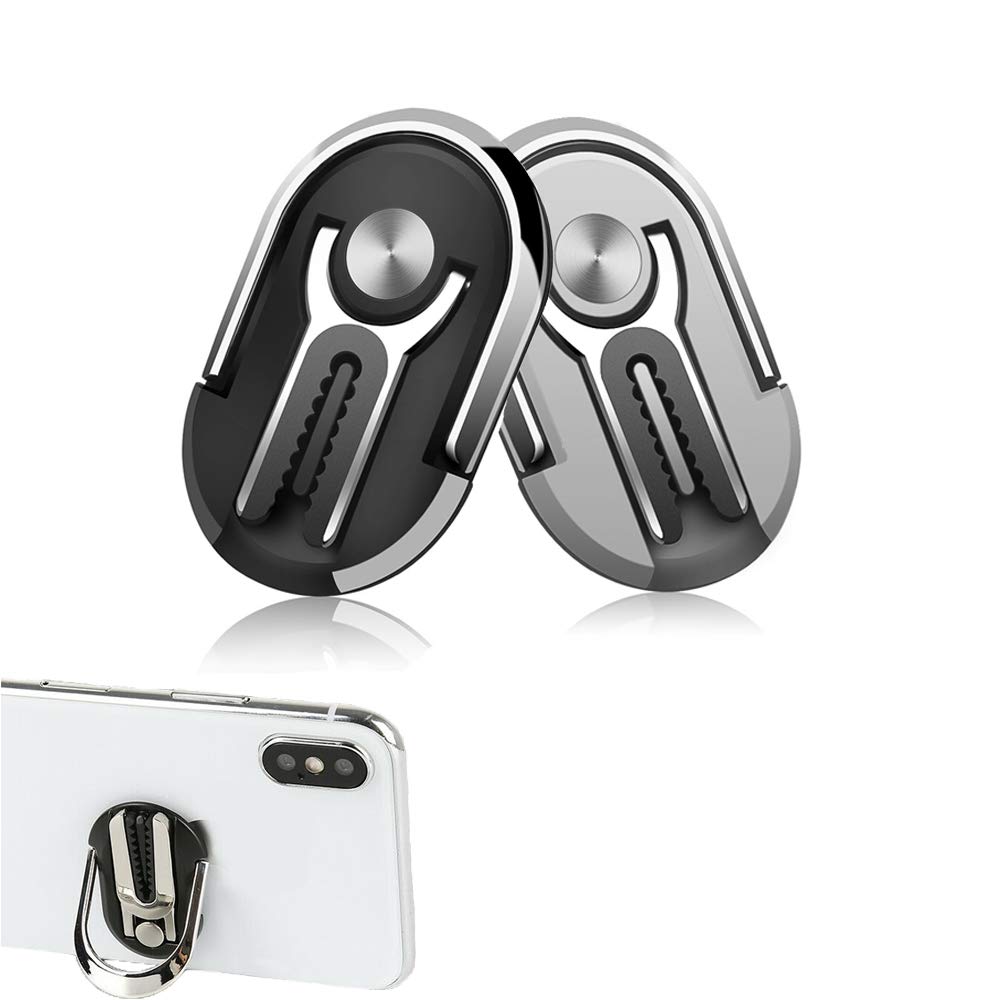 Afocuz 2 Pcs Phone Ring Holder Two-in-one Multipurpose Mobile Phone Bracket Holder Stand 360 Degree Rotation & 90ยฐFlip for Car, Multiple-Angle Car Phone Mount