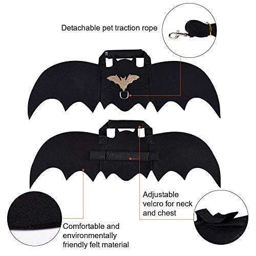 CRANACH Cat Bat Costume,Halloween Cat Bat Wings for Pets,Cat Halloween Collar Pet Apparel for Small Dogs and Cats,Comfort Material Pet Costume for Halloween (Cat Bat Costume) - Thumbnail 2