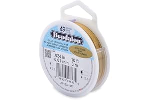 Beadalon 49 Strand Bead Stringing Wire, .024 in / 0.61 mm, Gold Color, 10 ft / 3.1 m
