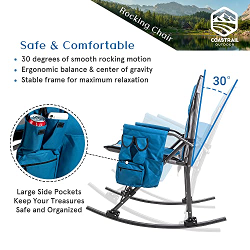 Coastrail Outdoor Folding Rocking Chair with Detachable Rockers 2 in 1