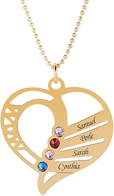 grandma necklace with grandkids birthstones gold