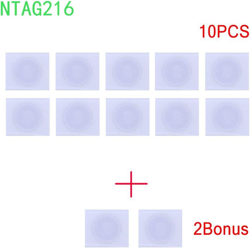 12pcs NFC NTAG216 Stickers/Tag/Adhesive Label RFID Tags with NTAG216 Chip 924 Bytes Fast Read/Write/Lock Compatible with All NFC-Enabled Smartphones and Devices (10Pieces + 2bonus)