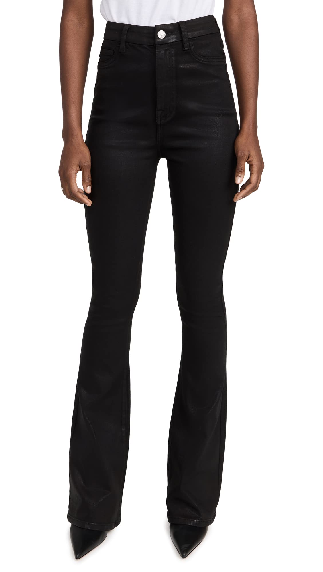 Photo 1 of 7 For All Mankind Women's Ultra High-Rise Cropped Jeans, Coated BLK, 28