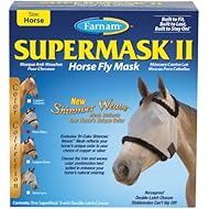 Farnam Supermask II Shimmer Weave Horse Fly Mask, Horse size, Silver Mesh with Black Trim