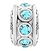 Christmas Jewelry Filigree Charm Light Blue Crystal March Birthstone Spacer Round Beads Cheap Fit Pandora Charms Bracelet Sale