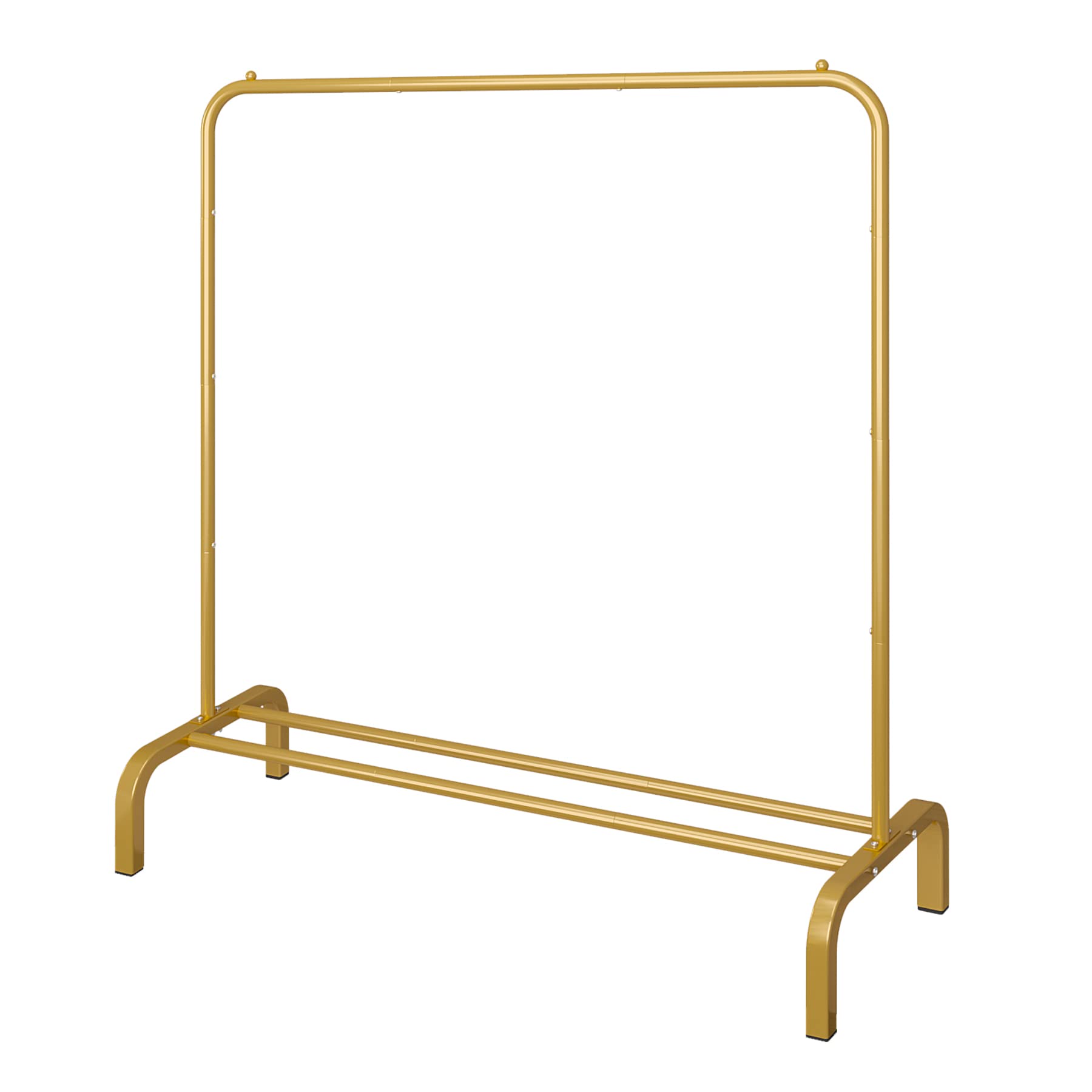 Photo 1 of JIUYOTREE Metal 43.3 Inches Garment Rack with Bottom Shelf Clothing Rack for Hanging Clothes Coats Skirts Shirts Sweaters Gold