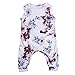 MAINESAKA Newborn Baby Girl Floral Printed Romper Outfits Short Sleeve Summer Bodysuit (18-24M, White)