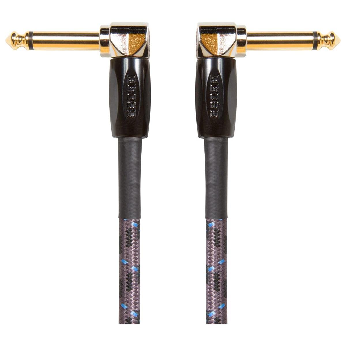 BOSS BIC-3AA Studio Grade Instrument Cable, Patch/pedal cable—right-angle 1/4-inch connectors, 1 ft/30 cm length
