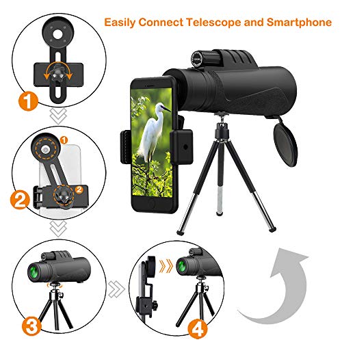 OIOSEN Monocular Telescope, Upgrade High Power 12x50 HD Dual Focus Scope with Smartphone Holder, Waterproof BAK4 Prism FMC with 23mm Large Eyepiece for Bird Watching, Hiking and Hunting