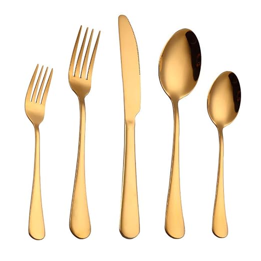 Ankamal Elec Bunte Besteck Set 30-teilig, für 6 Personen Edelstahl Besteckset Spülmaschinenfest (Gold)