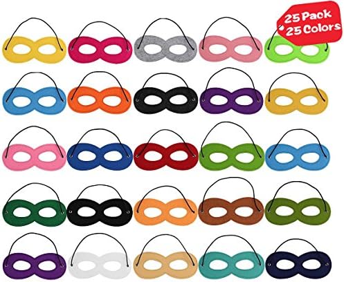 FelizCoche 25 Pieces Superhero Masks Eye Masks Felt Cosplay Masks Party Dress Up Masks with Elastic Rope for Party, Multicolor
