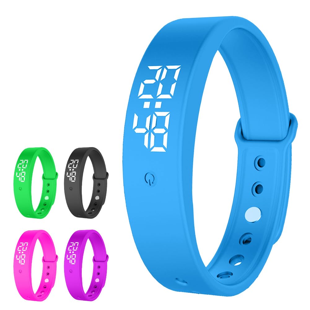 Gohytal Vibration Alarm Reminder Watch, Vibration Alarm Watch, Silent Vibrating Alarm Clock, Potty Training Watch, Drinking Reminder Alarm, Pill Reminders, Vibration Alarm Clock (Blue)