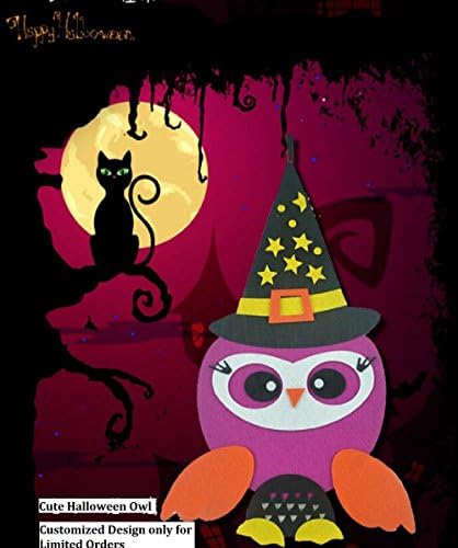 Halloween Witch Ghost Boo Signs Hanging on Door Wall Tree- Nonwovens Handmade- Various Design for Choice (Cute Owl)