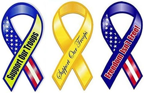 American Magnets Patriotic Ribbons Set-Support Our Troops-Freedom isn't Free-Different Designs, Set of 3
