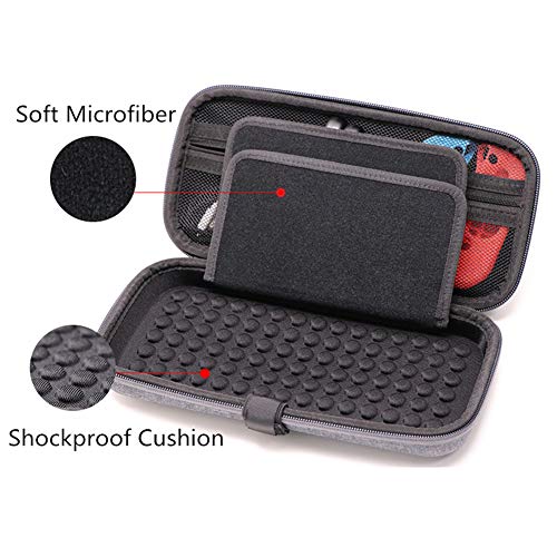 Soyan Shockproof Case for Nintendo Switch and Accessories, 19 Game Card and 2 Micro SD Card Holder (Heather Grey)
