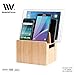 MobileVision Personal Bamboo Charging Station Stand and Multi Device Organizer Charging Dock