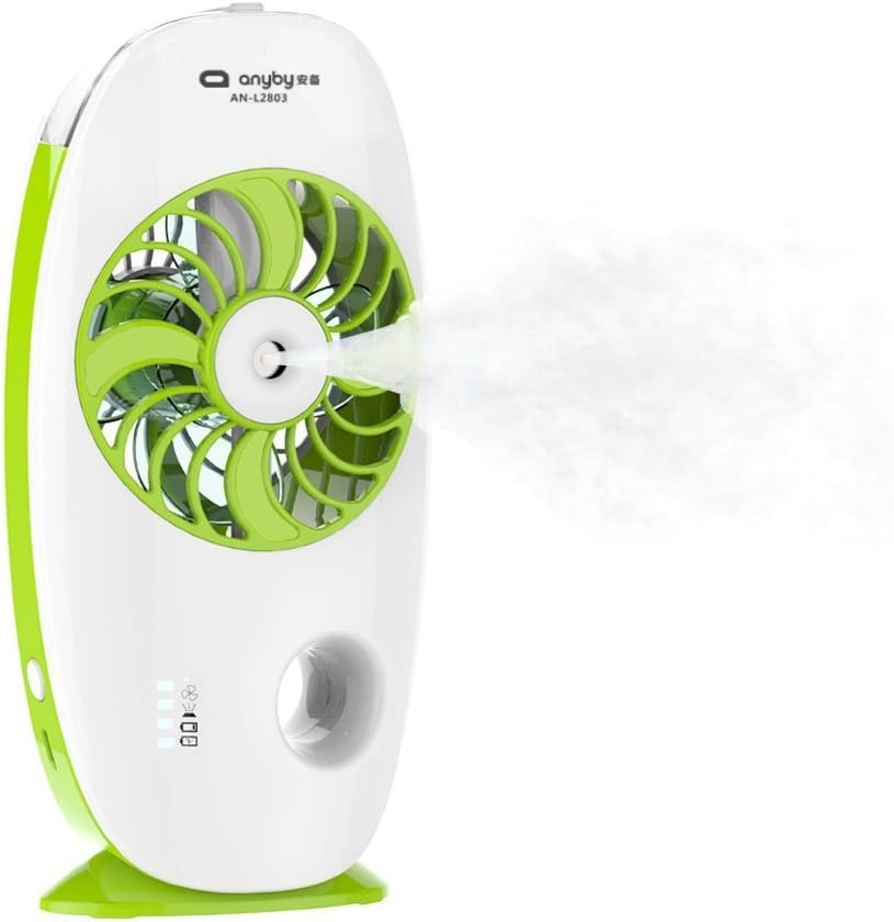 Handheld Fan Portable Mini Misting Personal Cooling Fan with Soft Wind for Home Office Travel Air Fresh Water Sprayer (Green)