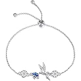 YAFEINI Hummingbird/Dragonfly Bracelet Sterling Silver Animal Link Chain Bracelets Hummingbird Jewelry Gifts for Women Girls