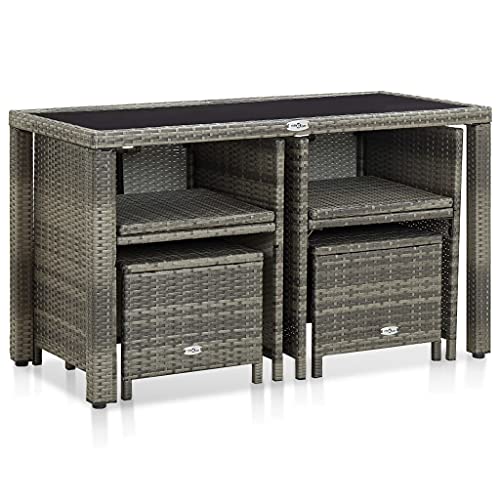 vidaXL Gartenmöbel 5-TLG. mit Auflagen Sitzgarnitur Gartengarnitur Gartenset Sitzgruppe Lounge Rattanmöbel Tisch Stuhl… – Bild 4