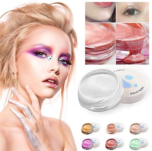 HONGSHAN Liquid jelly gel Highlighter Eyeshadow Highlighter Makeup Palette Jelly Face Body Highlighter Shimmer Eyes Waterproof and Sweatproof 7Colors