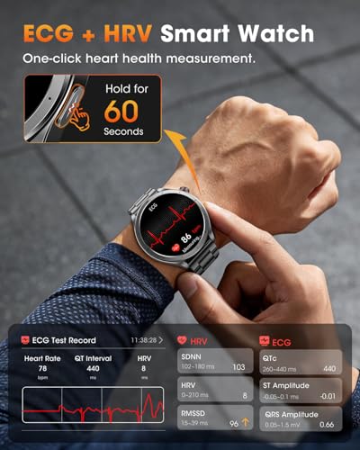 Smartwatch Uomo con ECG+HRV, AI GPT Orologio Uomo con Pressione Sanguigna, Frequenza Cardiaca, SpO2, 24H Sonno, 120+ Modalità Sportive IP68 Smartwatch Fitness, Notifiche Messaggi Android iOS Nero