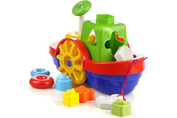 Brinquedo Educativo Barco Didático com Blocos e Ancho, Merco Toys, Multicor
