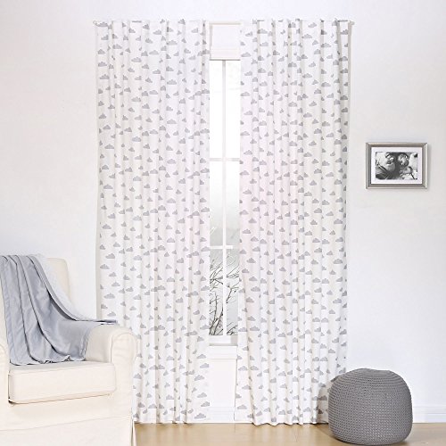 Grey Cloud Print Window Drapery Panels - Set Of Two 84 By 42 Inch Panels