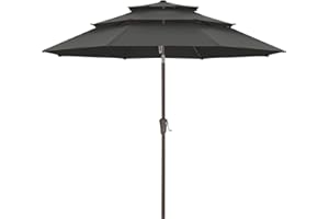 ABCCANOPY 11Ft 3 Tiers Market Umbrella, Outdoor Table Umbrella for Patio, Deck, Backyard (Dark Gray)