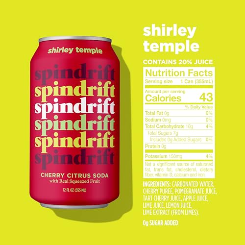 SPINDRIFT “SHIRLEY TEMPLE” CHERRY CITRUS SODA MADE WITH REAL SQUEEZED FRUIT 12 PACK CASE