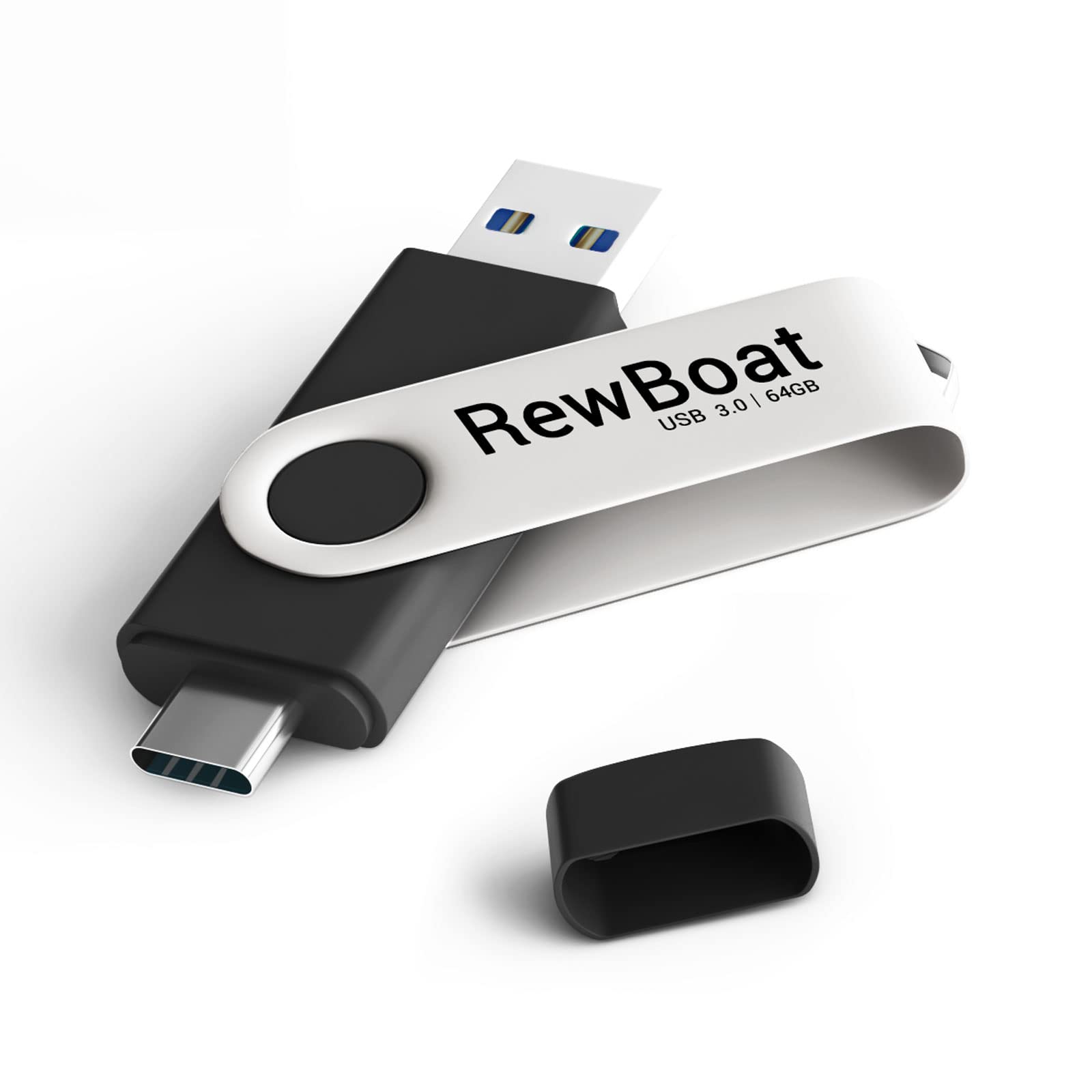 REWBOAT 64GB Type C Flash Drive 2 in 1 OTG USB 3.0 + USB C Memory Stick Phone External Storage Thumb Drive Jump Drive High-Speed Data Tranfer for Android Smartphone, Computers, MacBook, Tablets, PC