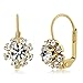Gem Stone King White Cubic Zirconia CZ Flower Gold Plated Brass Earrings