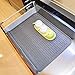 SANNO Silicone Dish Drying Mat Heat Resistant,Counter top Mat Sink Mat Large Drainer Mat and Trivet Countertop Protector-Dishwasher Safe Grey Large 17.7 x 15.7 inch