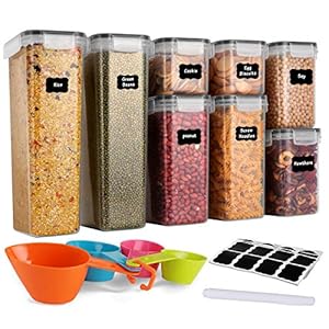 GoMaihe Voorraaddozen 8-Delige Set, Opbergdoos, Keuken, luchtdicht, Plastic met Deksel, Voorraadpotten voor Het Bewaren…
