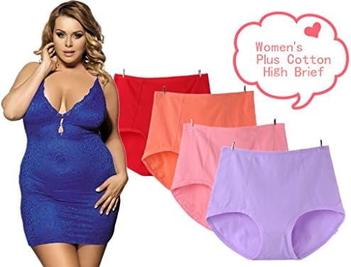 Women's High Waist Tummy Control Plus 4-Pack Cotton Panty Plus Size