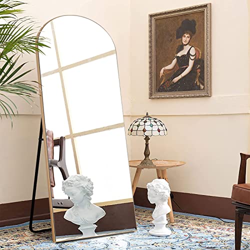 NeuType Arched Full Length Mirror Floor Mirror Wood Frame Modern